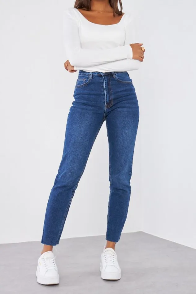 Women Jeans Regular Fit Bleu Brut Blue Brentiny Paris Jeans