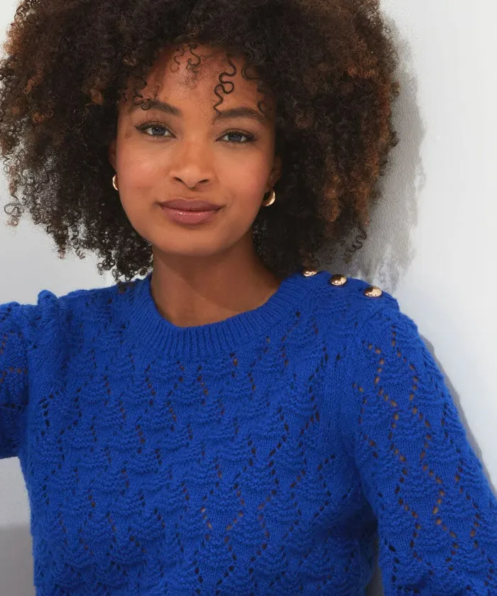 Women Joe Browns Corine Textured Knit Jumper Cobalt Women Joe Browns Corine Textured Knit Jumper Cobalt