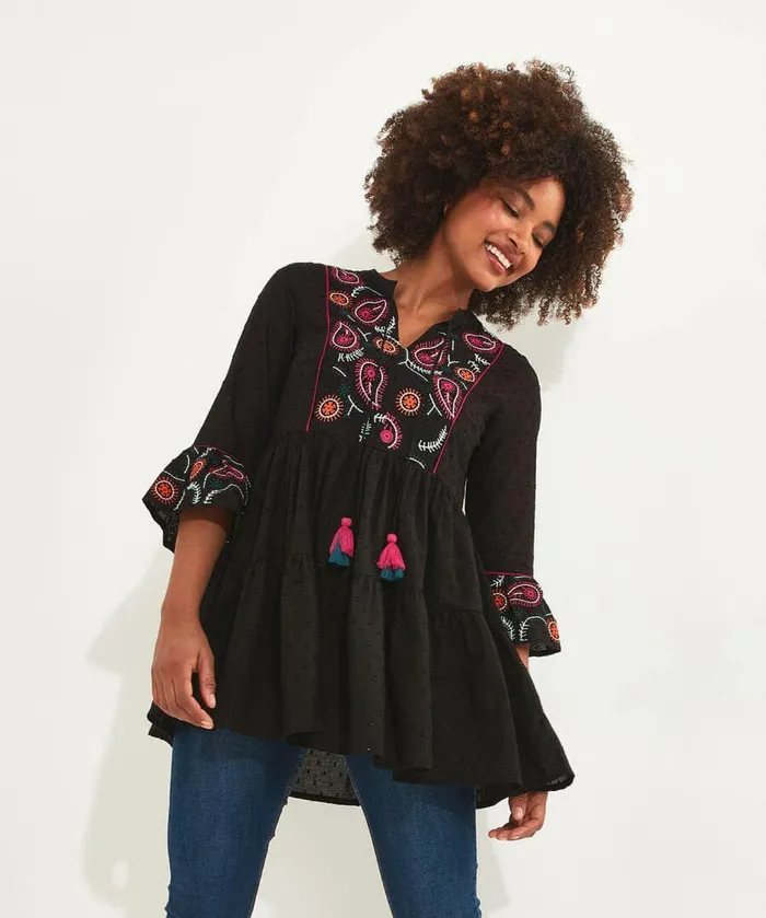 Women Joe Browns Embroidered Festival Tunic Black