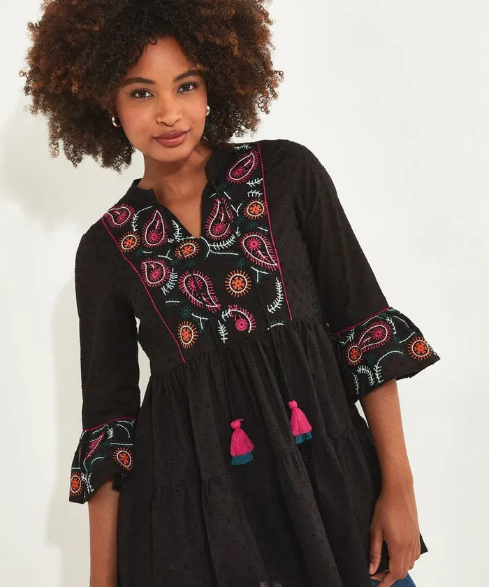 Women Joe Browns Embroidered Festival Tunic Black Women Joe Browns Embroidered Festival Tunic Black