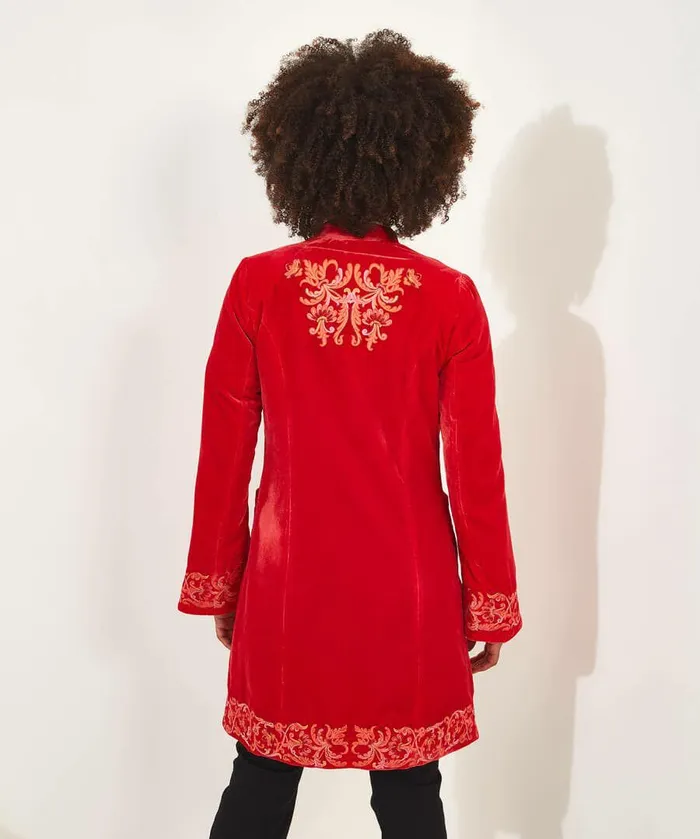 Women Joe Browns Embroidered Longline Boutique Jacket Red Women Joe Browns Embroidered Longline Boutique Jacket Red