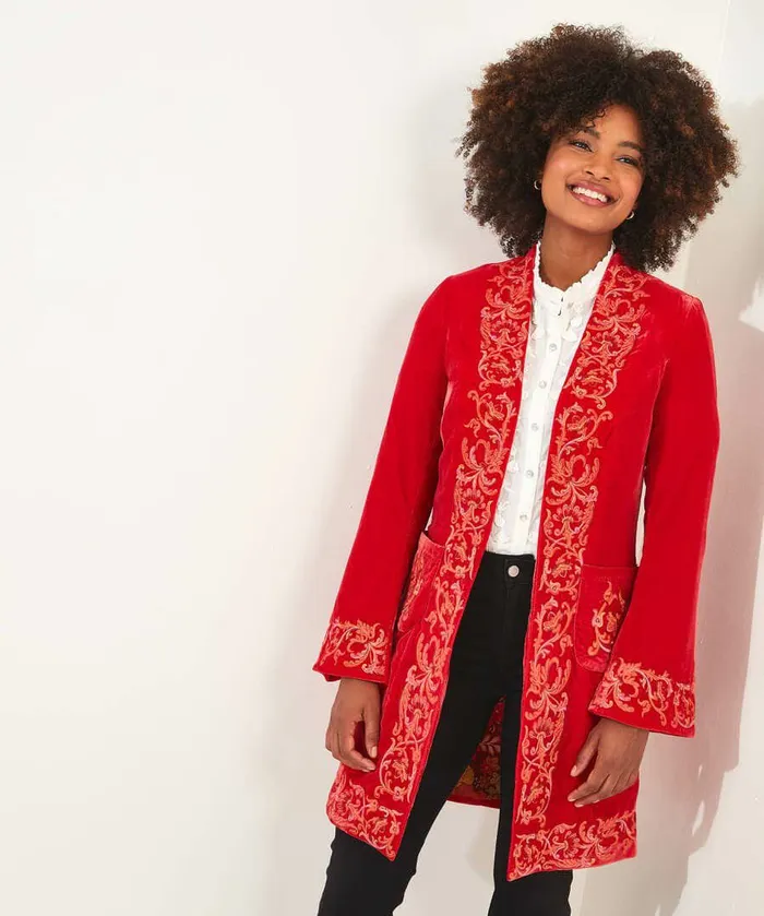 Women Joe Browns Embroidered Longline Boutique Jacket Red Women Joe Browns Embroidered Longline Boutique Jacket Red
