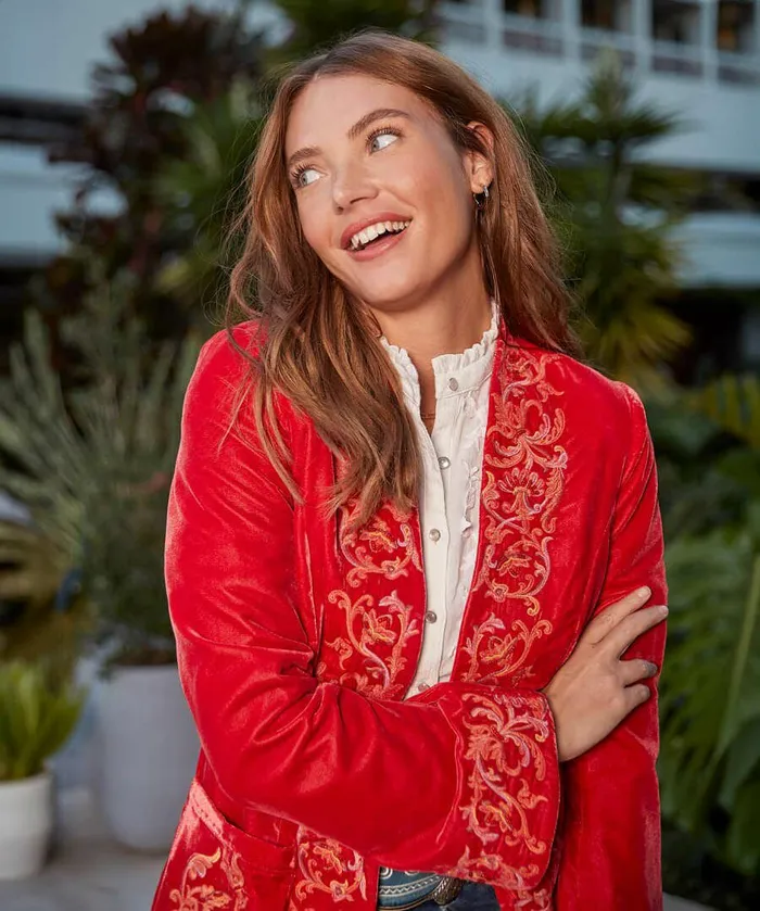 Women Joe Browns Embroidered Longline Boutique Jacket Red Women Joe Browns Embroidered Longline Boutique Jacket Red
