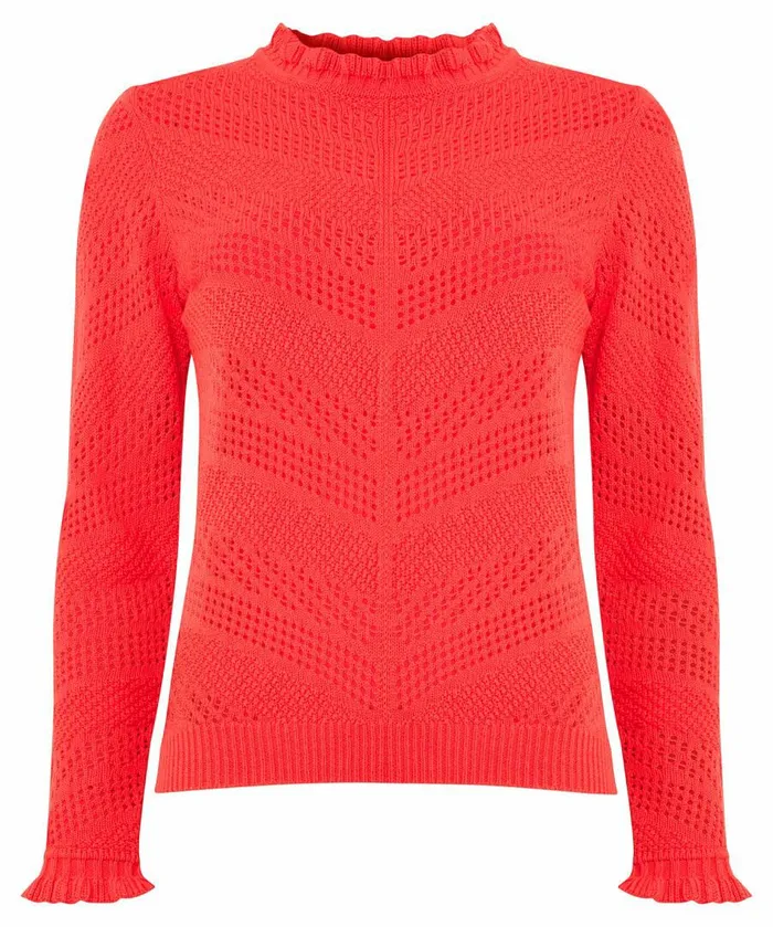 Women Joe Browns Flori Frill Neck Jumper Red Women Joe Browns Flori Frill Neck Jumper Red