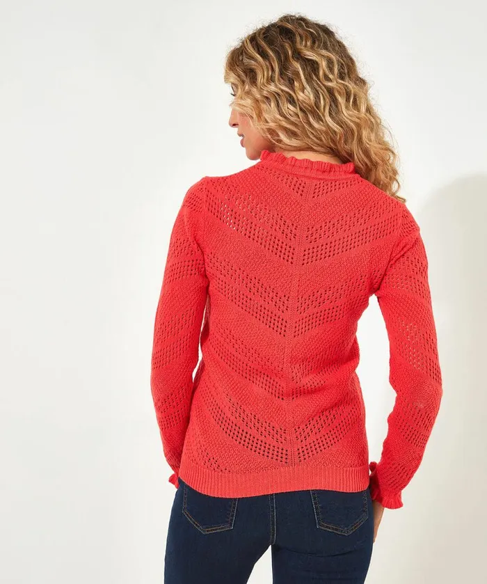 Women Joe Browns Flori Frill Neck Jumper Red Women Joe Browns Flori Frill Neck Jumper Red