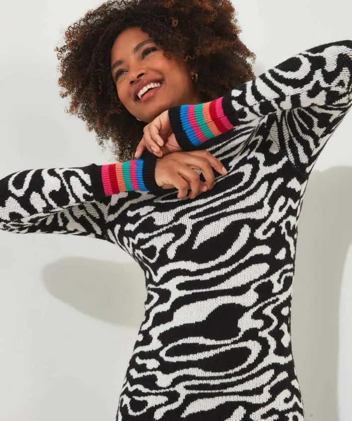 Women Joe Browns In A Swirl Jumper Dress Mono Women Joe Browns In A Swirl Jumper Dress Mono