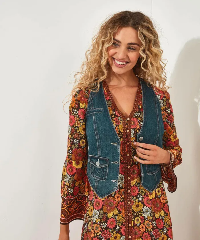 Women Joe Browns Lennox Denim Waistcoat Blue