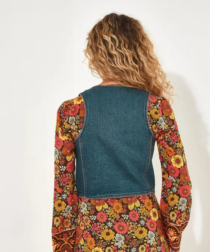 Women Joe Browns Lennox Denim Waistcoat Blue Women Joe Browns Lennox Denim Waistcoat Blue