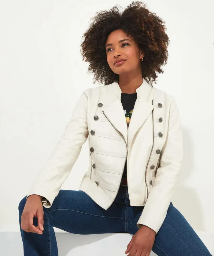 Women Joe Browns Luxe Leather Military Jacket Cream