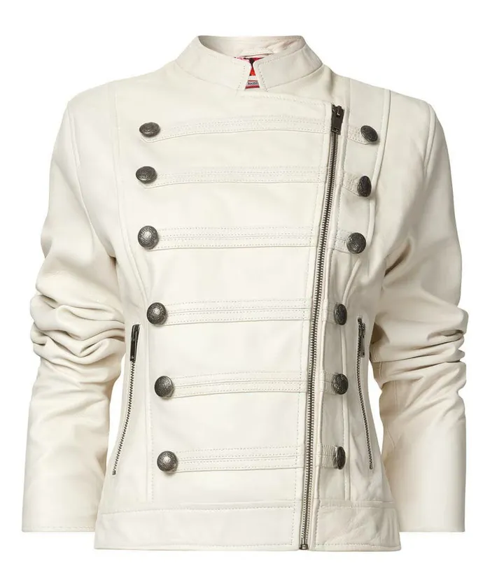 Women Joe Browns Luxe Leather Military Jacket Cream Women Joe Browns Luxe Leather Military Jacket Cream