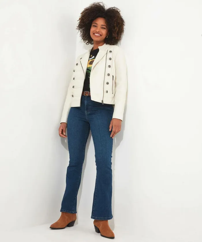 Women Joe Browns Luxe Leather Military Jacket Cream Women Joe Browns Luxe Leather Military Jacket Cream