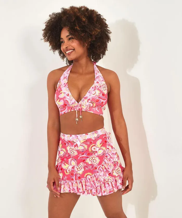 Women Joe Browns Malibu Beach Swim Skirt Pink Multi