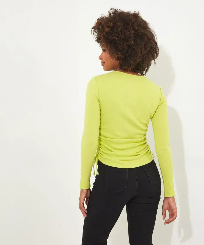 Women Joe Browns Riana Ruched Rib Jersey Top Creamlime Women Joe Browns Riana Ruched Rib Jersey Top Creamlime