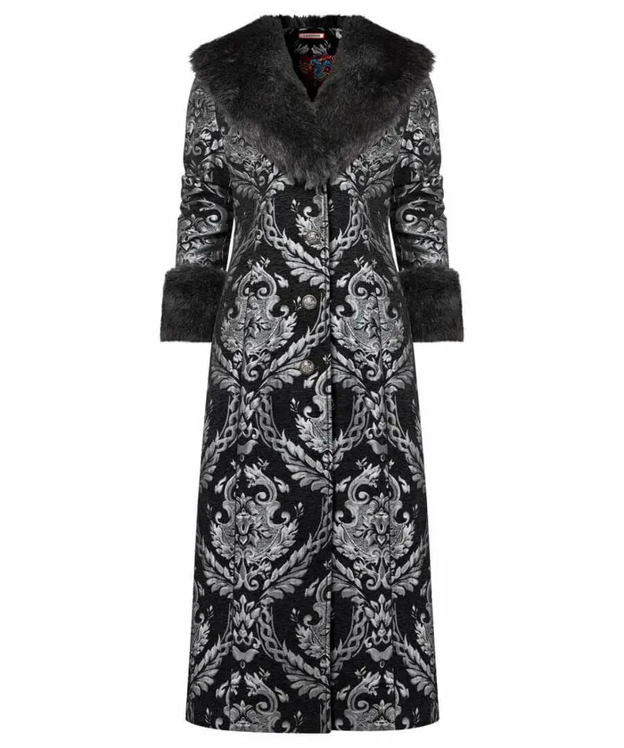 Women Joe Browns Statement Jacquard Coat Blacksilver Women Joe Browns Statement Jacquard Coat Blacksilver