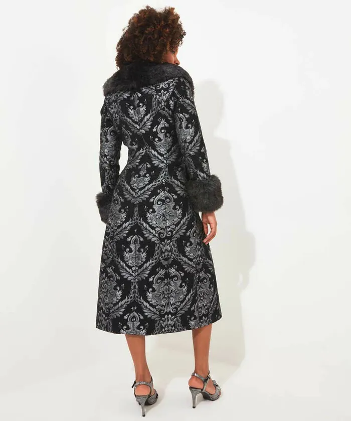 Women Joe Browns Statement Jacquard Coat Blacksilver Women Joe Browns Statement Jacquard Coat Blacksilver