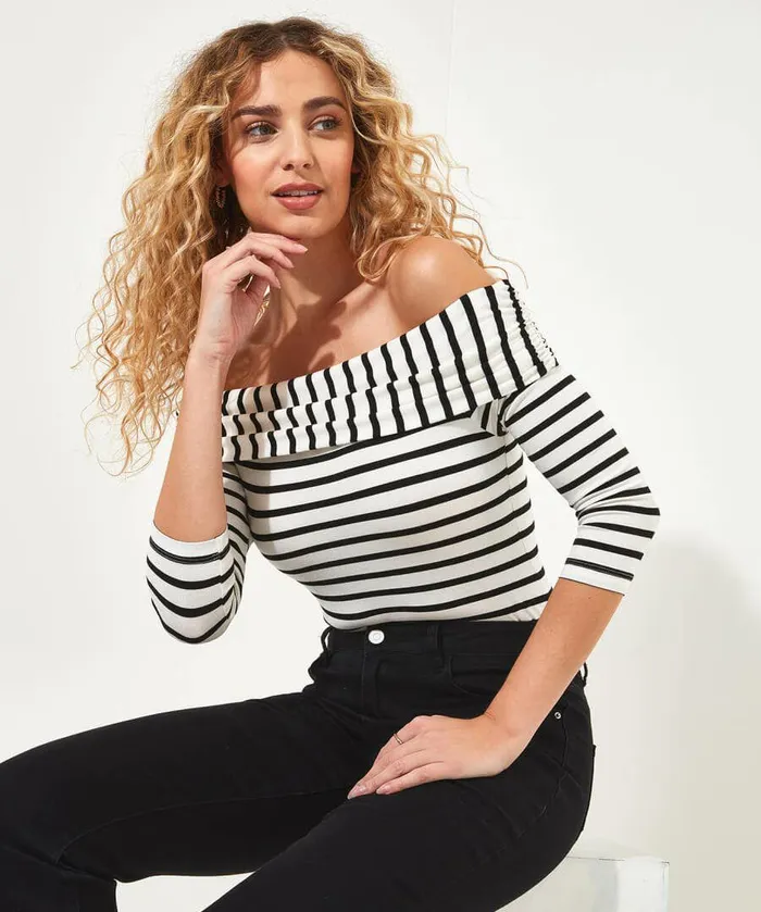 Women Joe Browns Stripe Bardot Jersey Top Multi Women Joe Browns Stripe Bardot Jersey Top Multi
