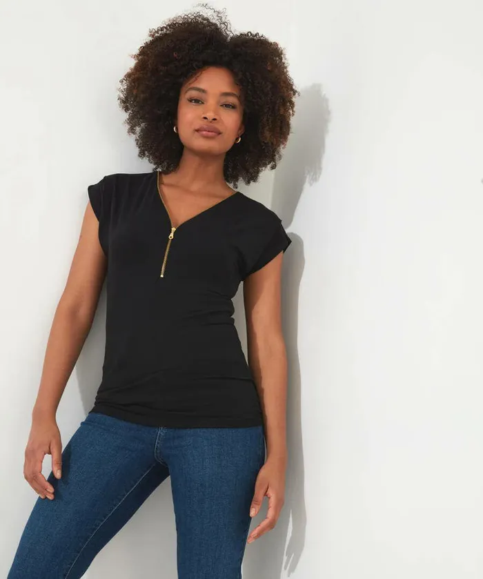 Women Joe Browns Zip It Up Jersey Top Blackred