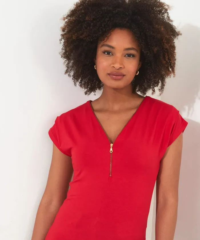 Women Joe Browns Zip It Up Jersey Top Blackred Women Joe Browns Zip It Up Jersey Top Blackred