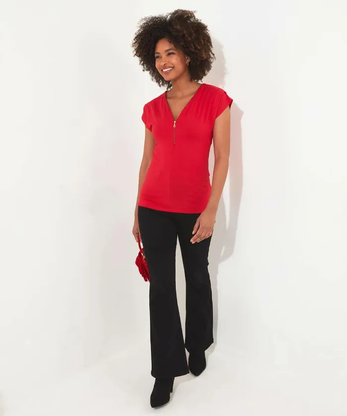 Women Joe Browns Zip It Up Jersey Top Blackred Women Joe Browns Zip It Up Jersey Top Blackred