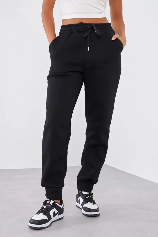 Women Jogging Noir Basic Black Brentiny Paris Jogging Bottoms