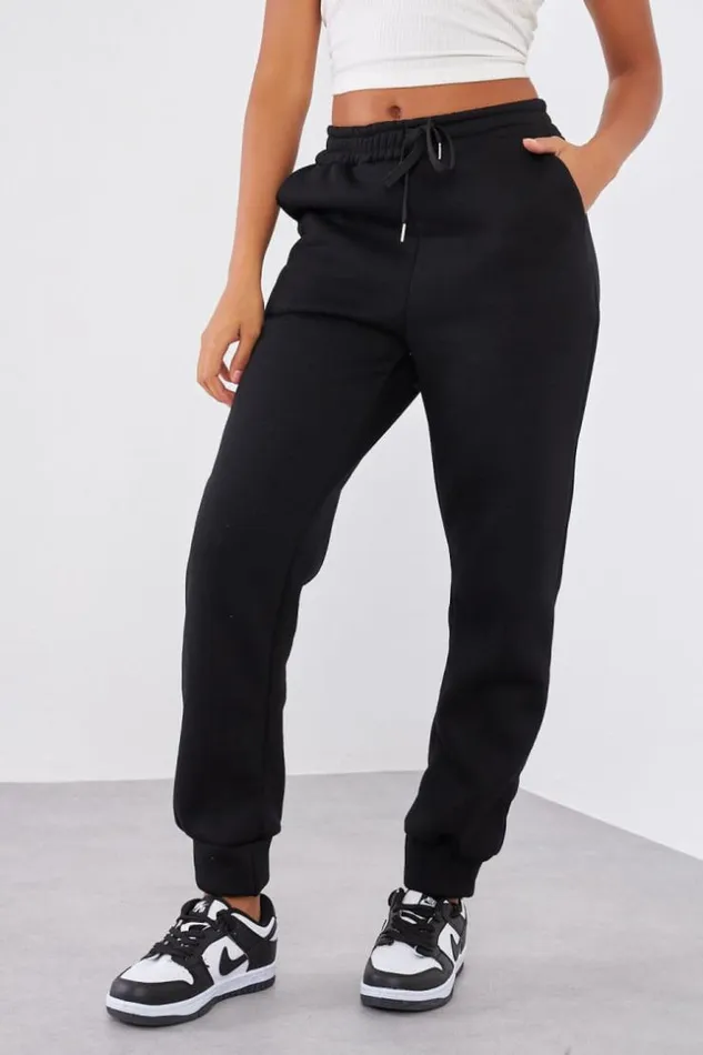 Women Jogging Noir Basic Black Brentiny Paris Jogging Bottoms