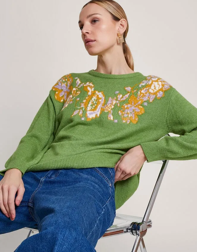 Women Josie Jacquard Jumper Green Monsoon Jumpers