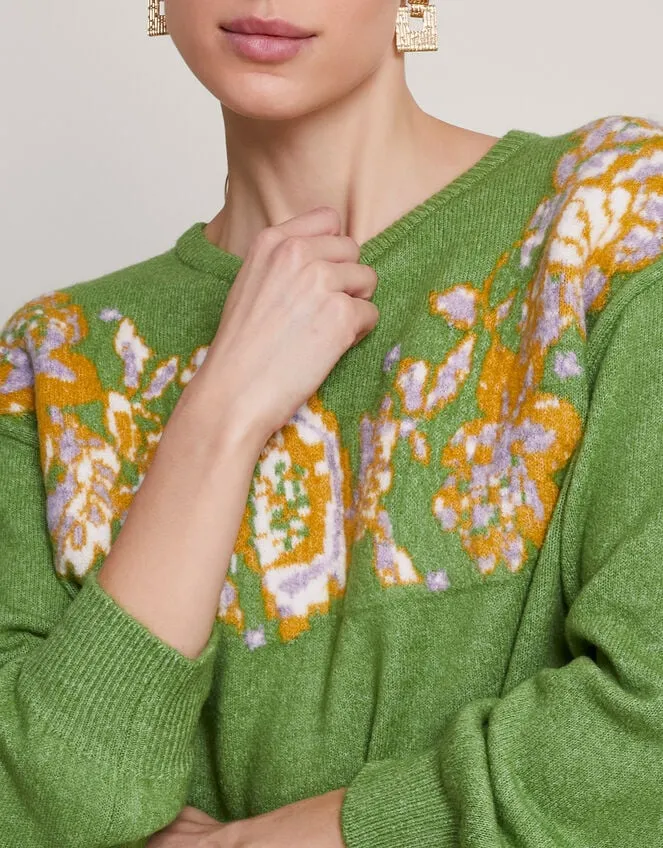 Women Josie Jacquard Jumper Green Monsoon Jumpers