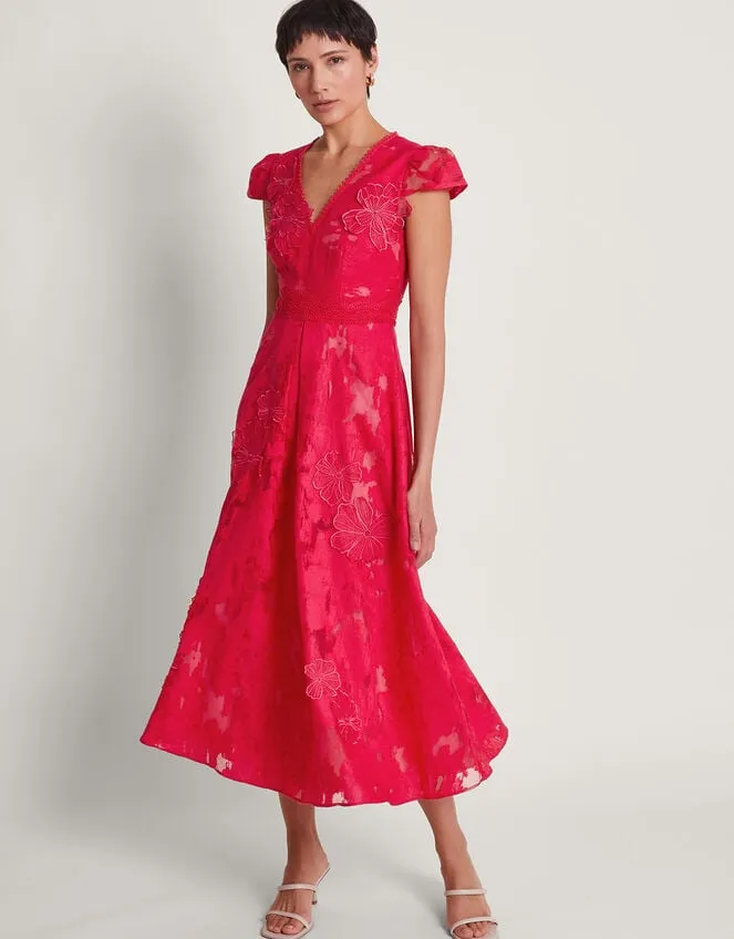 Women Josie Jacquard Tea Dress Red Monsoon Occasionwear