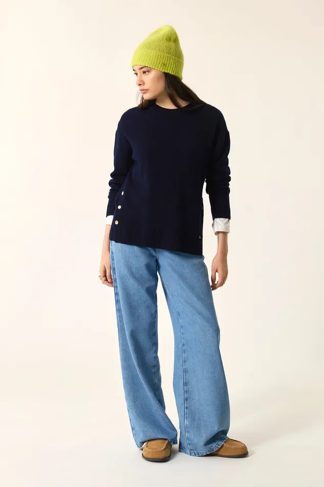 Women Jumper Arigato Marine Pull Laine Mrinos Bleu Marine Des Petits Hauts Jumpers and Cardigans Women Jumper Arigato Marine Pull Laine Mrinos Bleu Marine Des Petits Hauts Jumpers and Cardigans