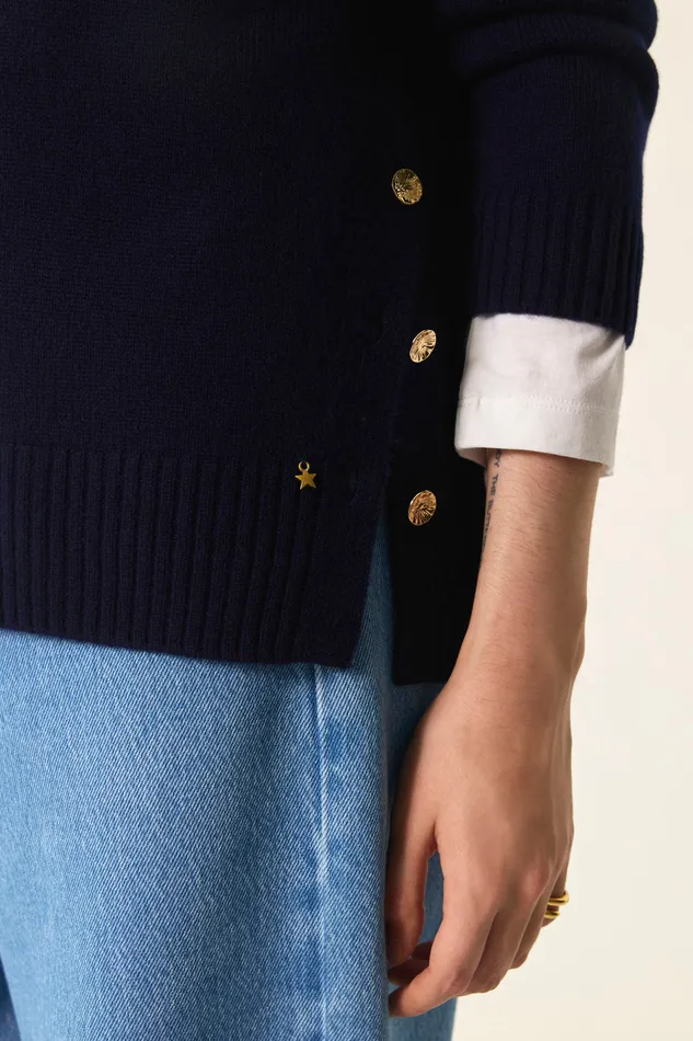 Women Jumper Arigato Marine Pull Laine Mrinos Bleu Marine Des Petits Hauts Jumpers and Cardigans