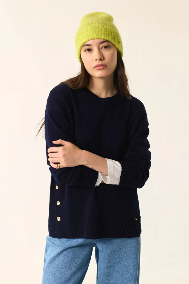 Women Jumper Arigato Marine Pull Laine Mrinos Bleu Marine Des Petits Hauts Jumpers and Cardigans