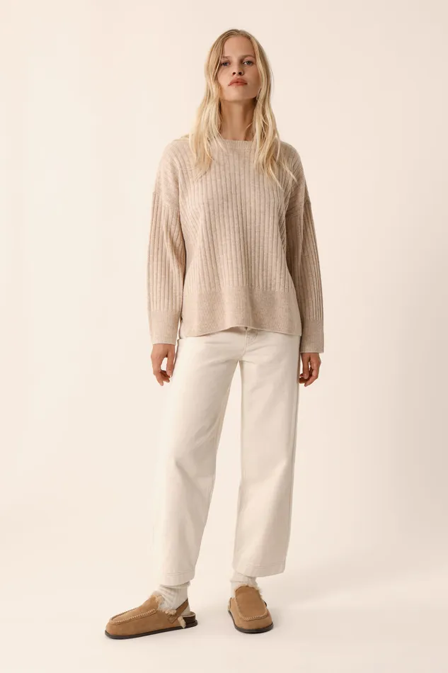 Women Jumper Aristou Latte Pull Laine Mrinos Beige Des Petits Hauts Jumpers and Cardigans Women Jumper Aristou Latte Pull Laine Mrinos Beige Des Petits Hauts Jumpers and Cardigans