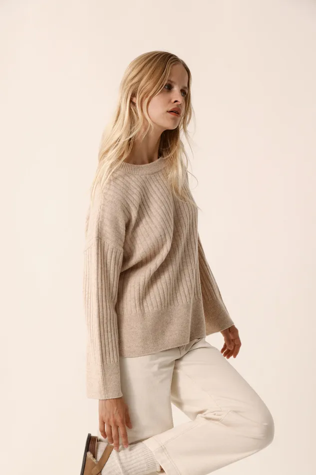 Women Jumper Aristou Latte Pull Laine Mrinos Beige Des Petits Hauts Jumpers and Cardigans