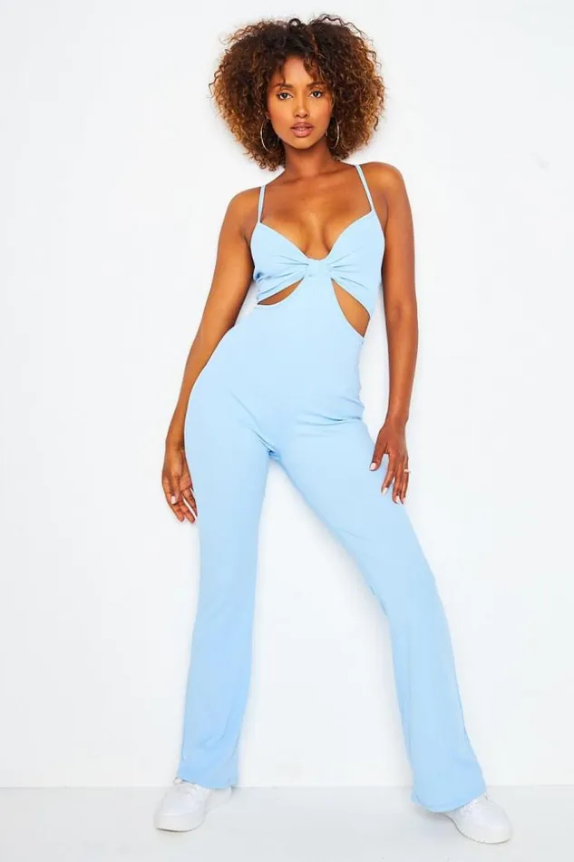 Women Jumpsuit With Cut Outs In Blue Blue Brentiny Paris Playsuits