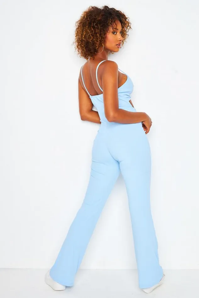 Women Jumpsuit With Cut Outs In Blue Blue Brentiny Paris Playsuits