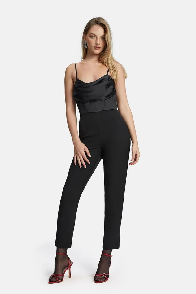 Women Jumpsuits Bardot Jamila Corset Jumpsuit In Black Black