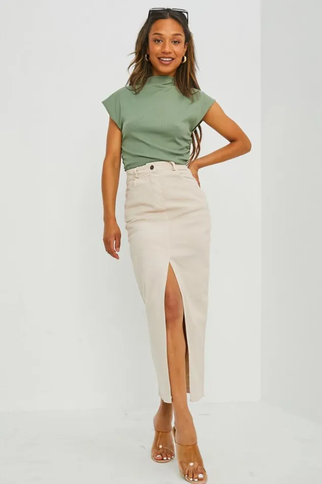 Women Jupe Droite Beige En Jean Fundu Beige Brentiny Paris Skirts