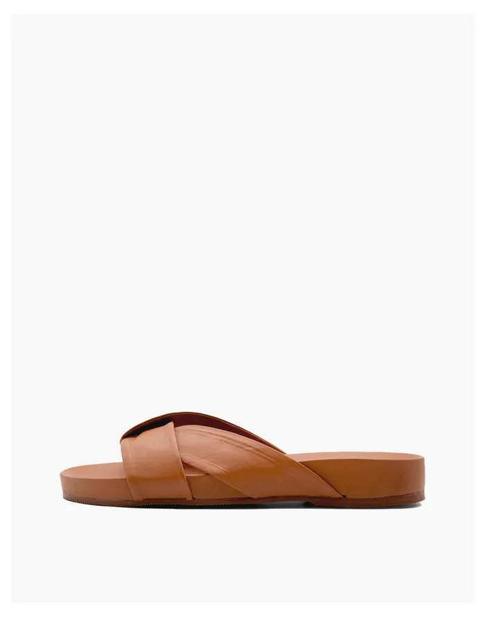 Women KAANAS Tawau Fold Over Band Pool Slide Brown Madewell Sandals Women KAANAS Tawau Fold Over Band Pool Slide Brown Madewell Sandals