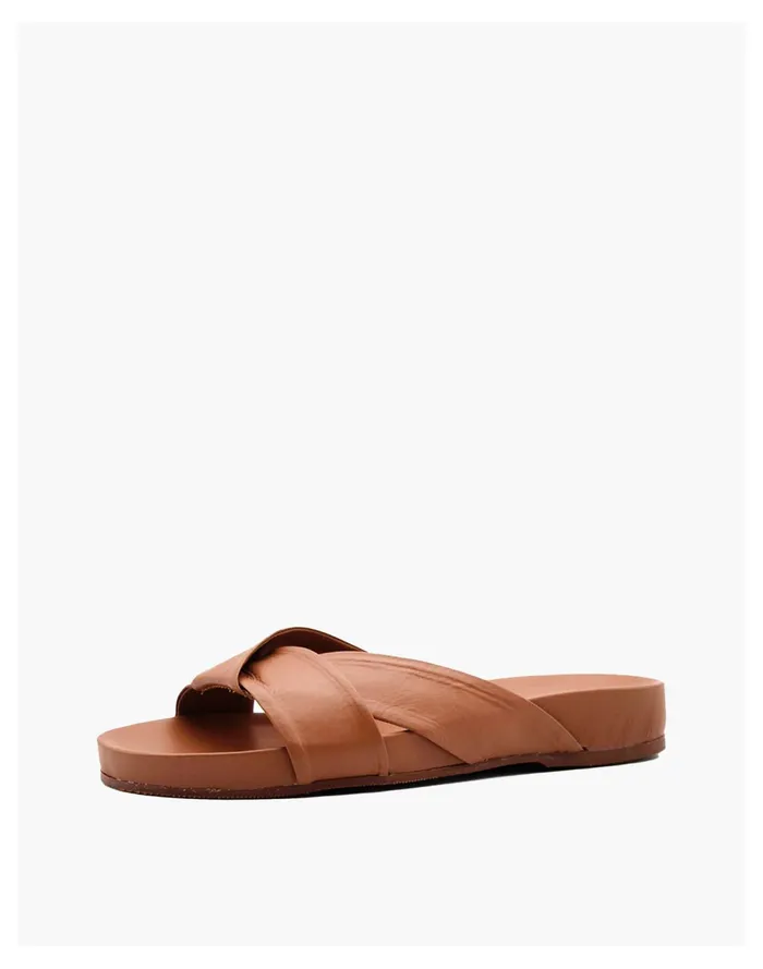 Women KAANAS Tawau Fold Over Band Pool Slide Brown Madewell Sandals Women KAANAS Tawau Fold Over Band Pool Slide Brown Madewell Sandals