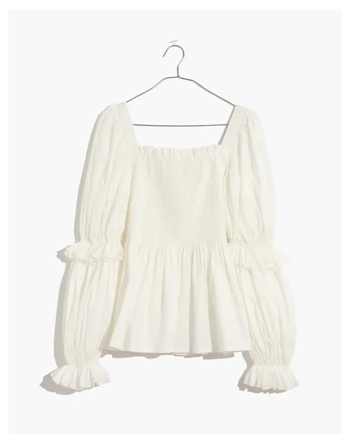 Women Karen Walker Andromeda Shirred Top White Cotton Voile Madewell Tops and Shirts Women Karen Walker Andromeda Shirred Top White Cotton Voile Madewell Tops and Shirts