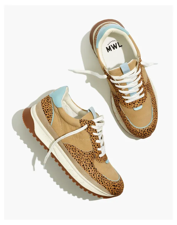 Women Kickoff Trainer Sneakers In Spot Dot Calf Hair And Nubuck Faraway Sky Multi Madewell Sneakers