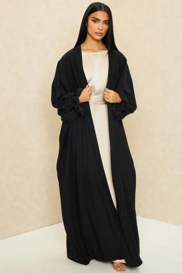 Women Kimono Long Ouvert Noir Black Brentiny Paris Jackets