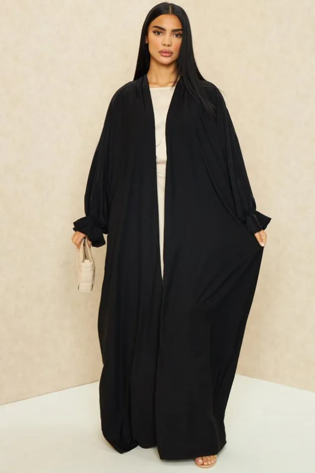 Women Kimono Long Ouvert Noir Black Brentiny Paris Jackets