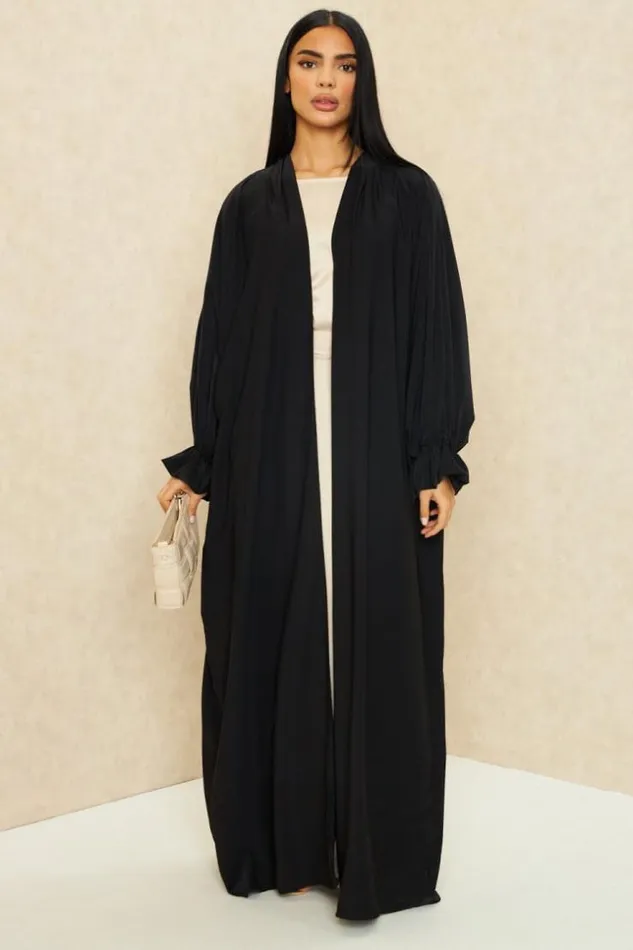 Women Kimono Long Ouvert Noir Black Brentiny Paris Jackets