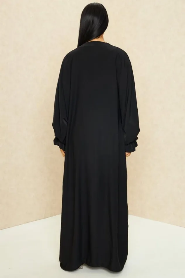 Women Kimono Long Ouvert Noir Black Brentiny Paris Jackets