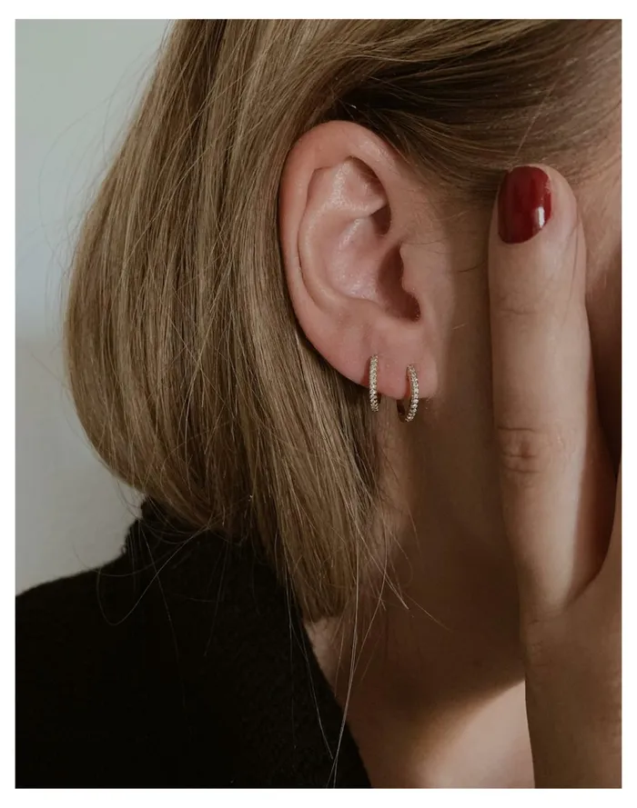 Women Kinn 14k Gold Diamond Pav Huggie Hoop Earrings Gold Madewell 14K GoldPlated Women Kinn 14k Gold Diamond Pav Huggie Hoop Earrings Gold Madewell 14K GoldPlated