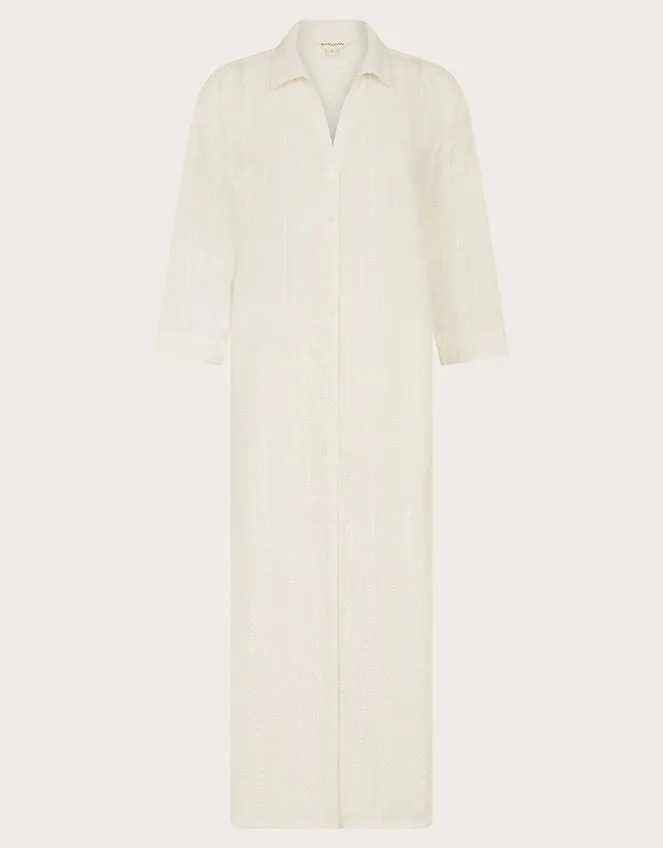 Women Kira Longline Textured Kaftan White Monsoon Beachwear and Swimwear
