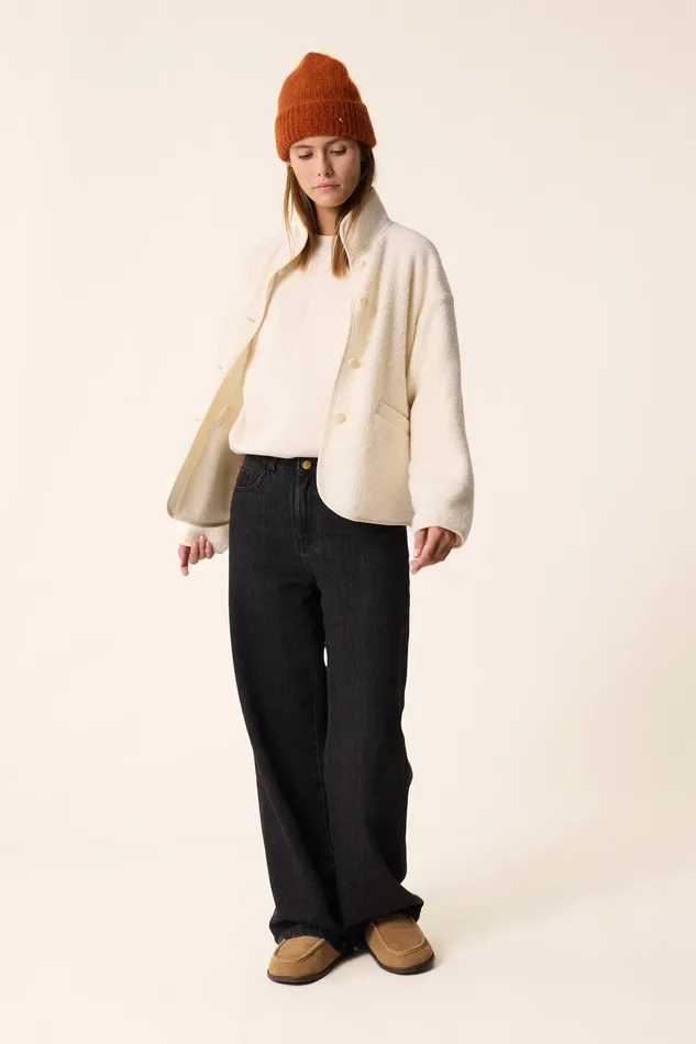 Women Knitted Jacket Zlavina Creme Veste Laine Blanc Crme Des Petits Hauts Coats and Jackets