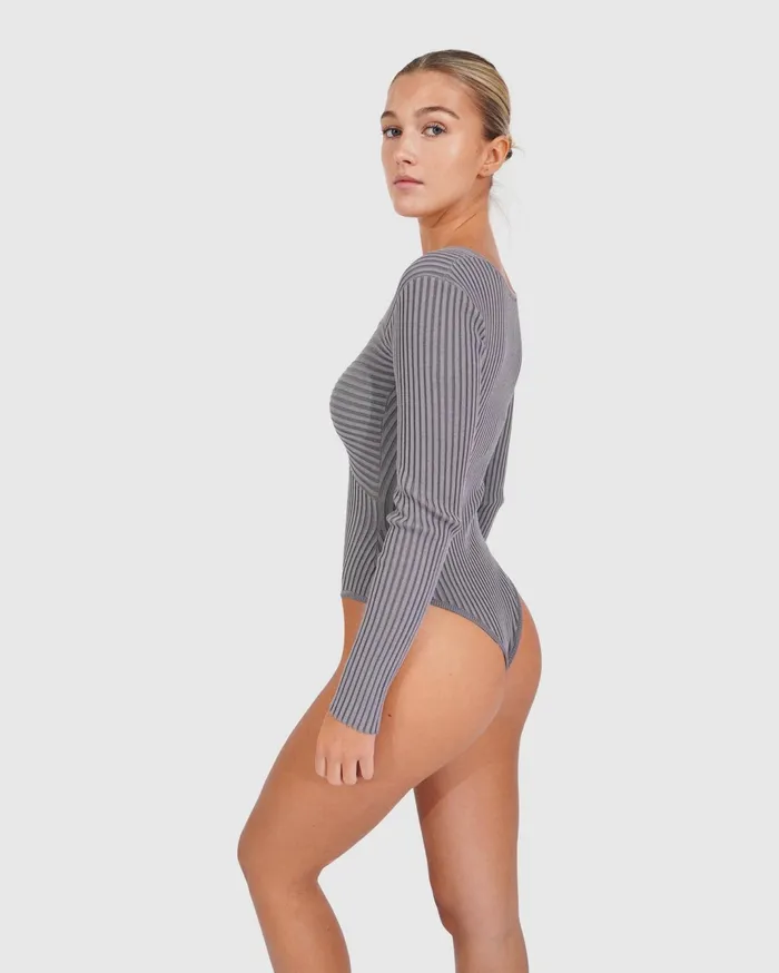 Women Knitwear Belle and Bloom Think Twice Long Sleeve Bodysuit 8211 Grey Marle