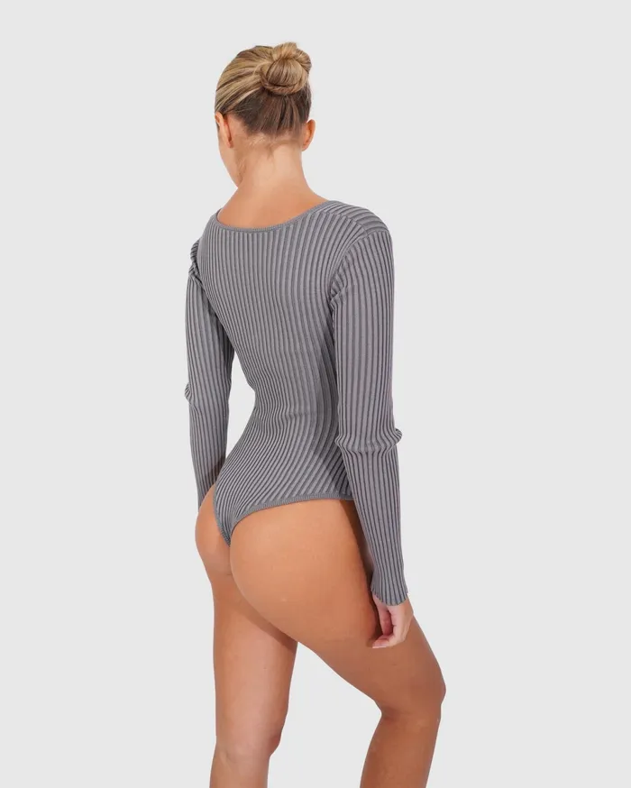 Women Knitwear Belle and Bloom Think Twice Long Sleeve Bodysuit 8211 Grey Marle